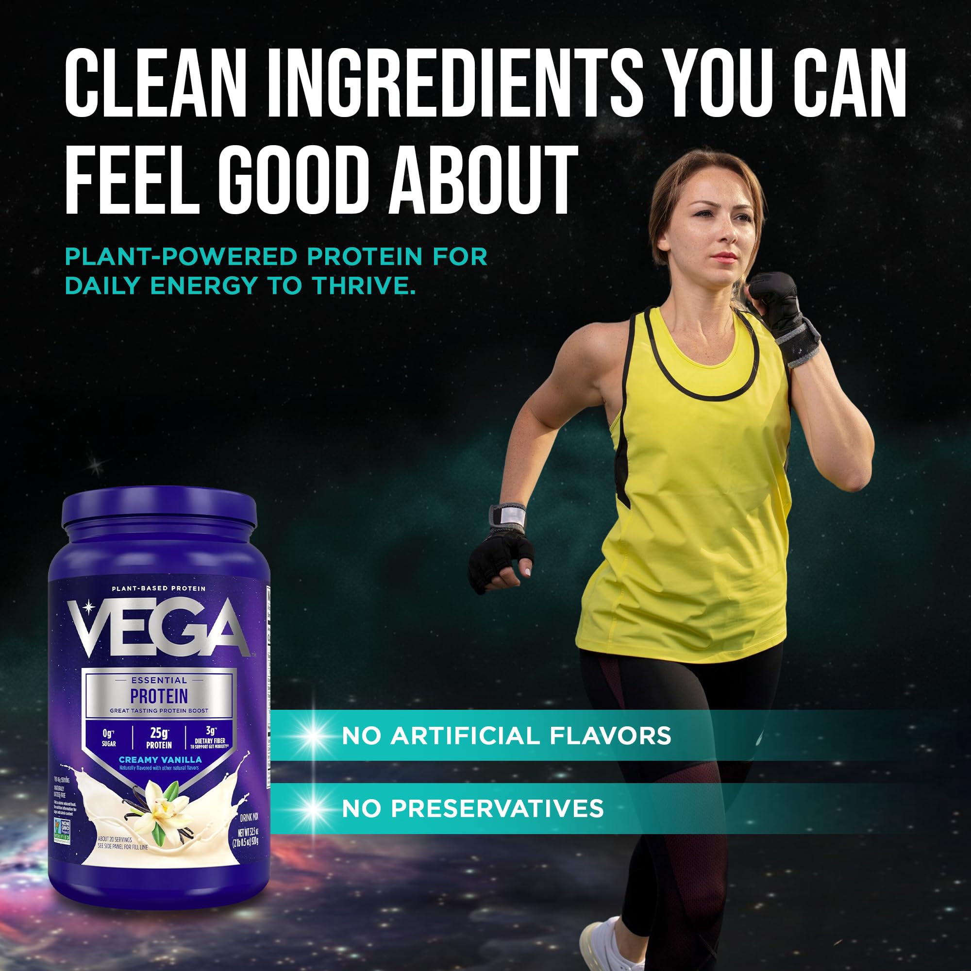 Vega Essential Protein – 25g Plant Based Protein Powder, Creamy Vanilla, Vegan for a Dairy-Free Vanilla Shake – Large Tub, 32.5oz (20 Servings) — Amazon image 10