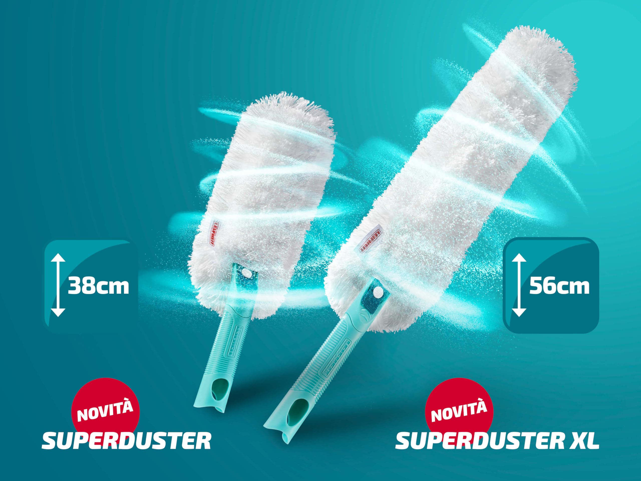 Leifheit SUPERDUSTER XL Pro Reach Set, spolverino lungo estensibile con manico lungo 43 cm, lavabile fino a 50 volte, microfibra, spolverino telescopico, lavabile, non da buttare