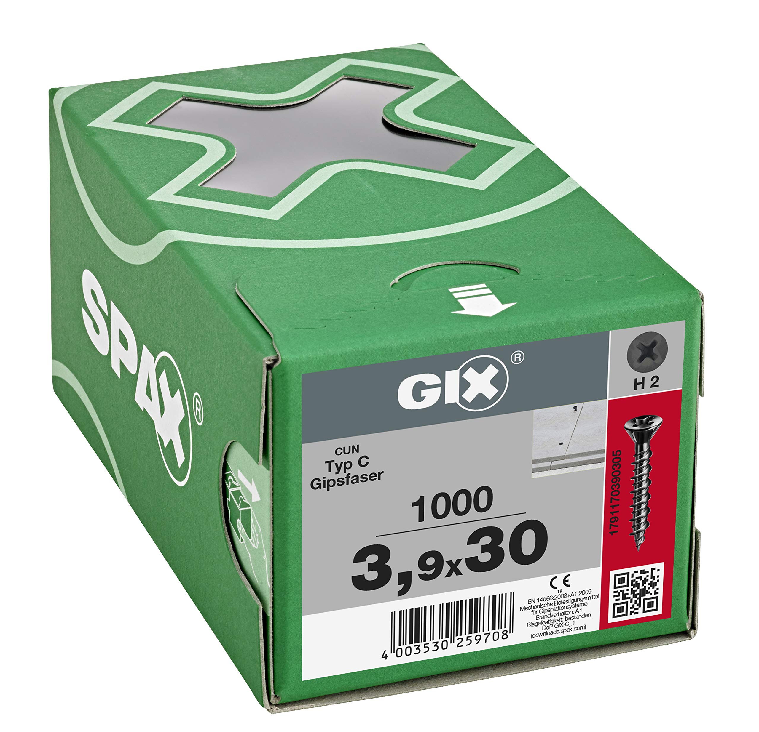 GIX C pour fibre-gypse, Tête centrante, Tête de fraisage pointue, Cruciforme H, Pointe d'aiguille, Phosphaté noir