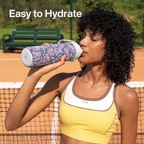 Miniatura 932 de ENCOOL Botella de agua aislada con popote, de acero inoxidable, a prueba de fugas, sin BPA, al vacío de doble pared que se mantiene fría durante 24