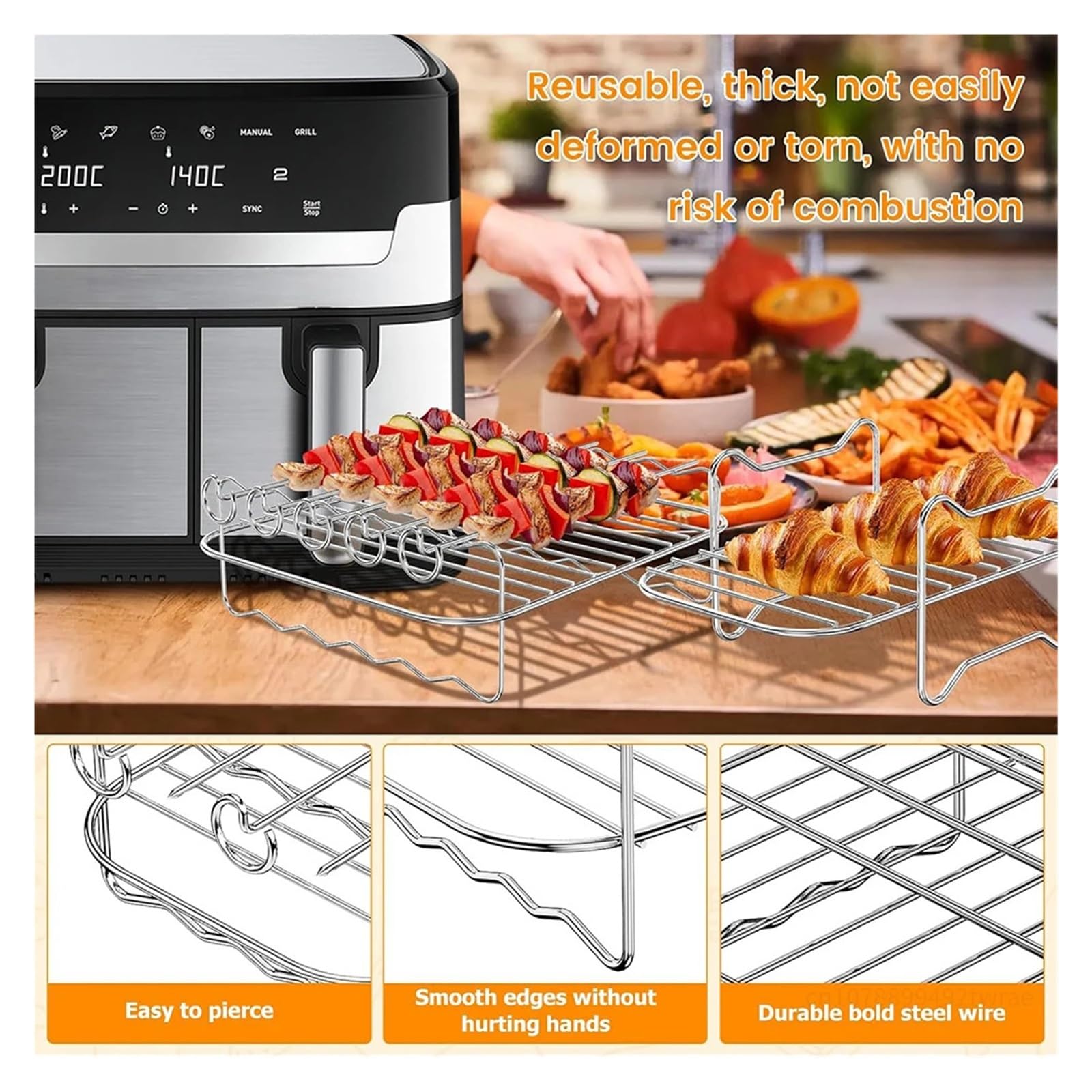 Rack for friggitrice ad aria da 2 pezzi compatibili con Tower Vortex 17099