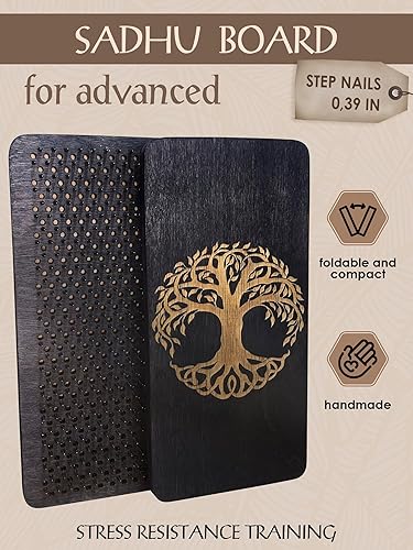 Miniatura 2 de Tabla de yoga de madera para acupresión y meditación con clavos para masaje de tejido profundo, tabla Sadhu para práctica de yoga, masaje de