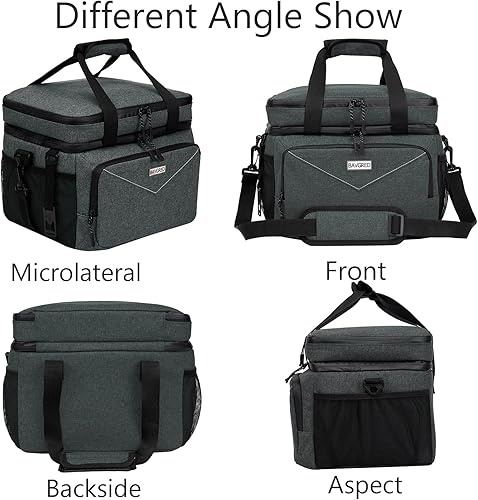 Miniatura 2 de BAVGRED Bolsa enfriadora de hielo plegable para 24 latas, aislada, grande, de doble cubierta, a prueba de fugas, suave, con abridor de botellas,