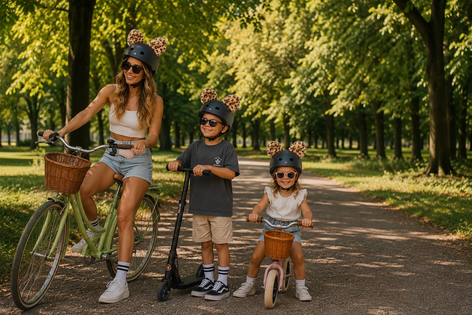 Pünktchen Leopard für Fahrradhelm.Verwandle jeden Helm in einen coolen Leoparden. Helm Accessoire für Fahrrad, Roller, Inliner & Skateboard.