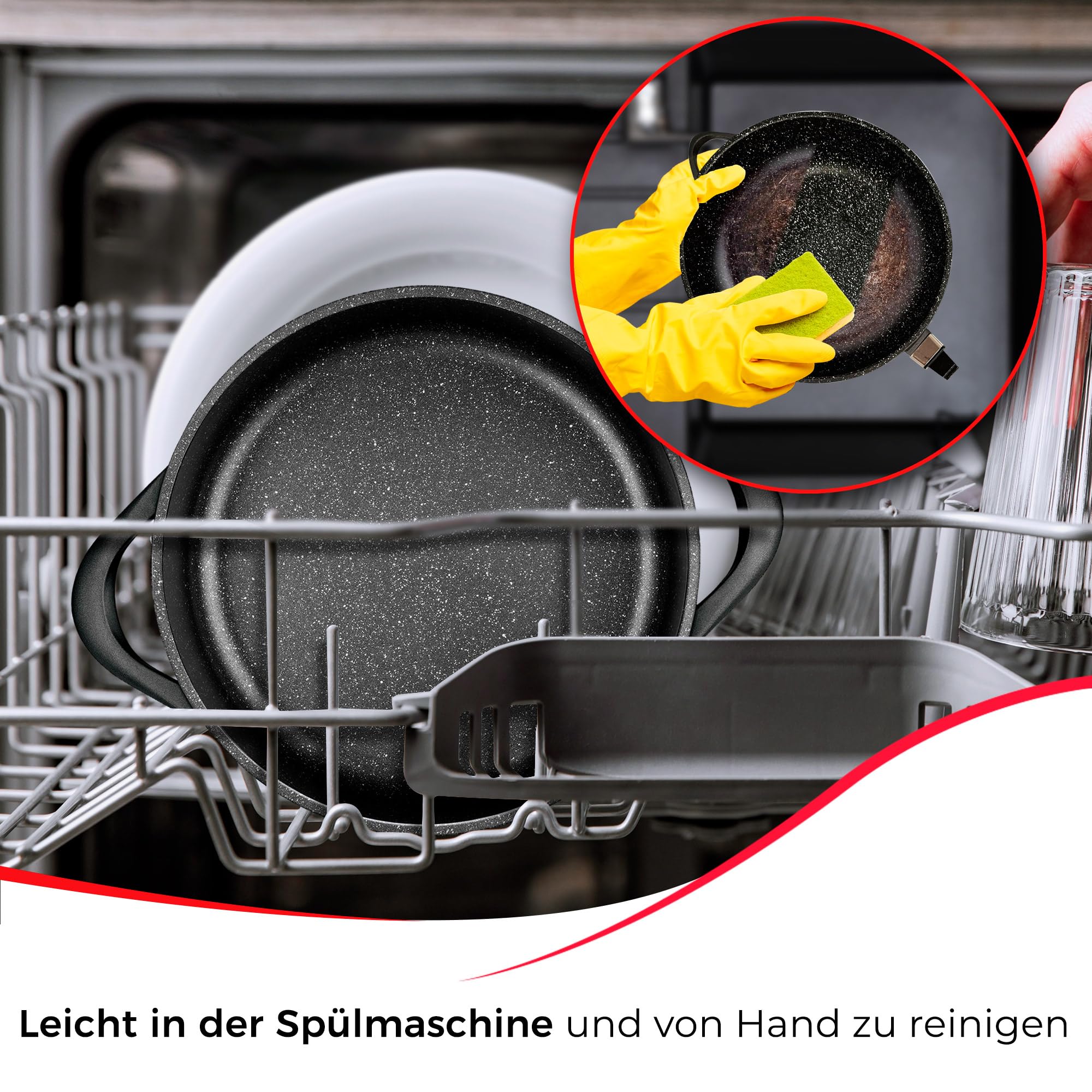 briebe Induktions-Kochgeschirr-Set 12 Teile, Set mit 4 Töpfen aus Aluminiumguss + 2 Pfannen, Antihaftbeschichtung ILAG GRANITEC ohne PFOA, Kasserolle-Set mit Glasdeckeln, Silikonhandschuhe