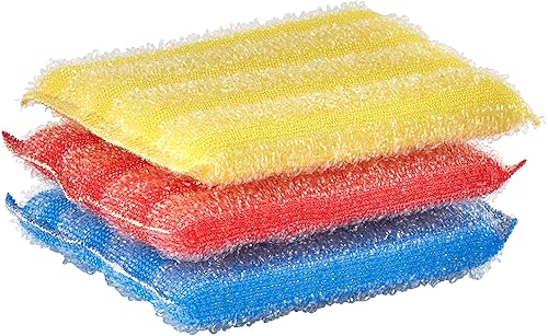 Superio - Esponja de cocina resistente apta para las manos para fregadero olla lavavajillas antiarañazos esponja kosher color amarillo azul y rojo