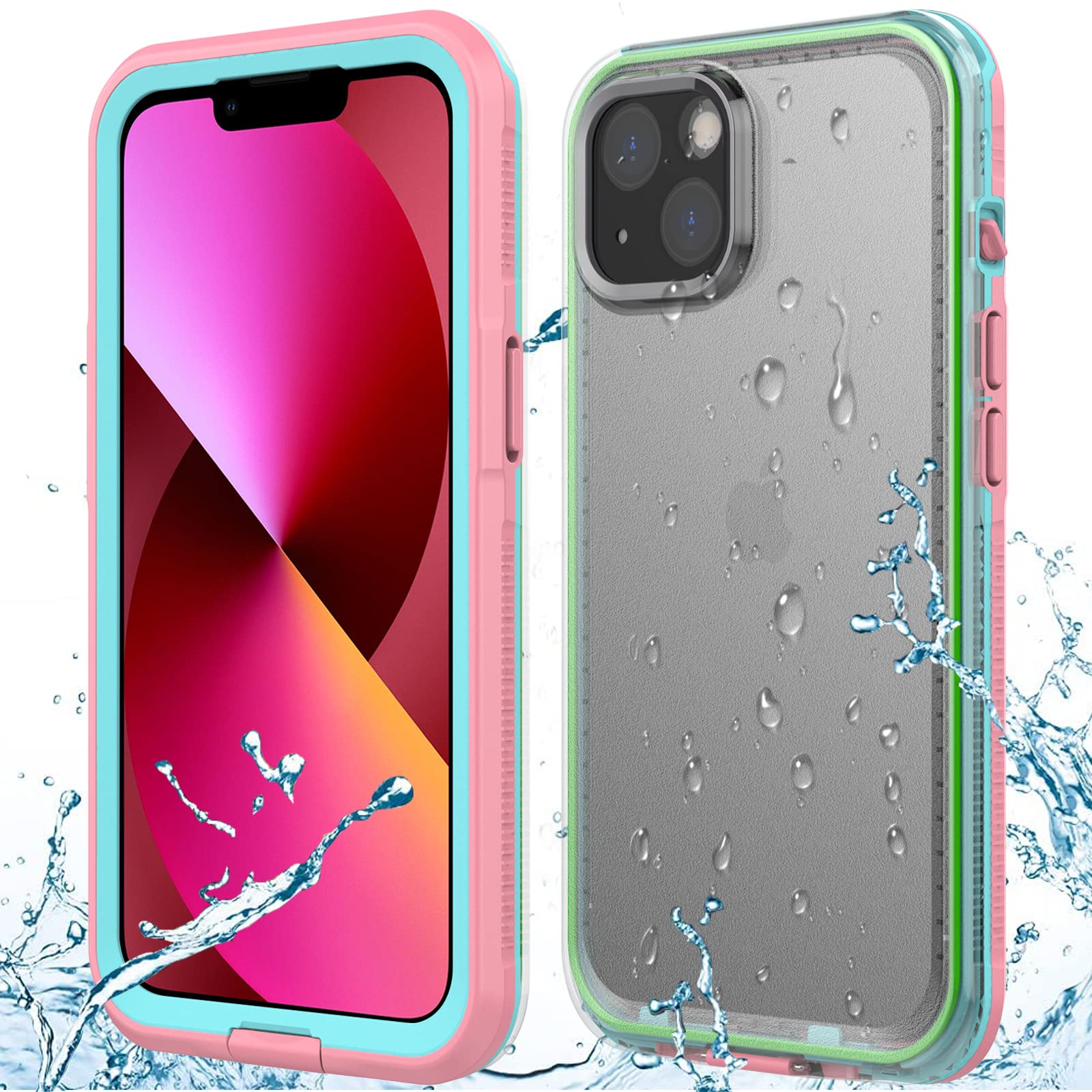 PINGTEKOR iPhone 13 Waterproof Case,IP68 Full Sealed Snowproof Dustproof Shockproof Heavy Duty Protection Cover with Screen Protector and Translucent Back Cover for iPhone 13 6.1 Inch