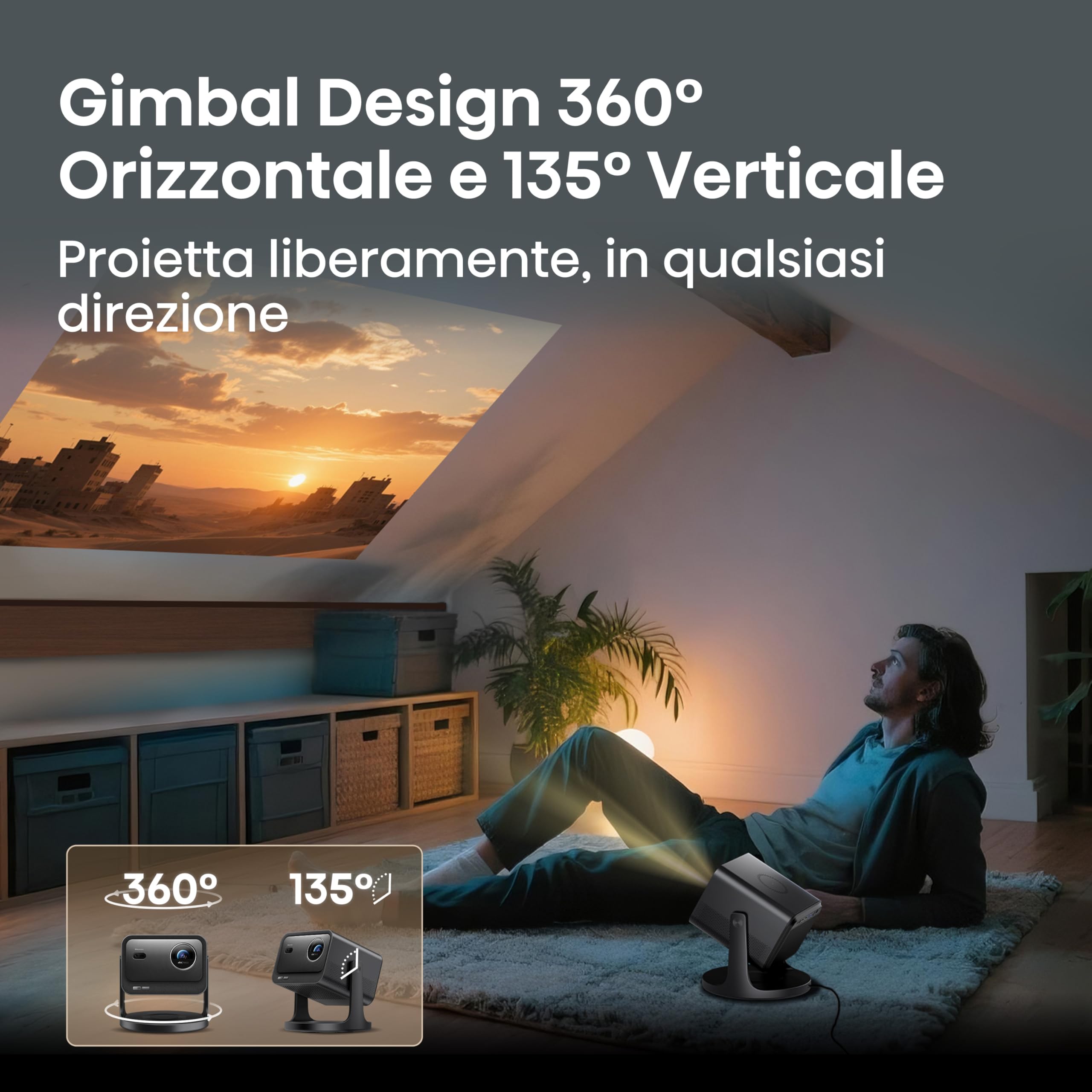 Hisense Proiettore Laser C3, Proietta immagini da 65 a 300" in 4K, 2500 ANSI lumen, Smart OS VIDAA, Risoluzione 4K, Teconologia a Triplo Laser, Zoom Ottico, Dolby Vision, HDR10+, Audio JBL 20W