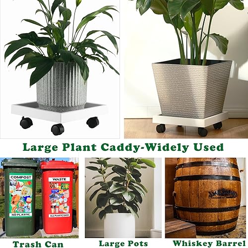 Miniatura 3 de 4 paquetes de 12 pulgadas cuadrados para plantas con ruedas, soporte rodante para plantas en maceta, carrito de plantas resistente con ruedas para