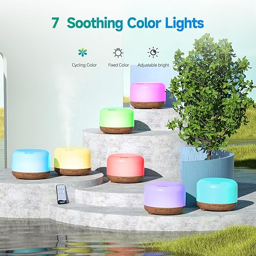 Miniatura 9 de YIKUBEE Difusor de aceite esencial, humidificador de 16.9 fl oz, difusores para el hogar, difusor de aromaterapia con control remoto, difusores para