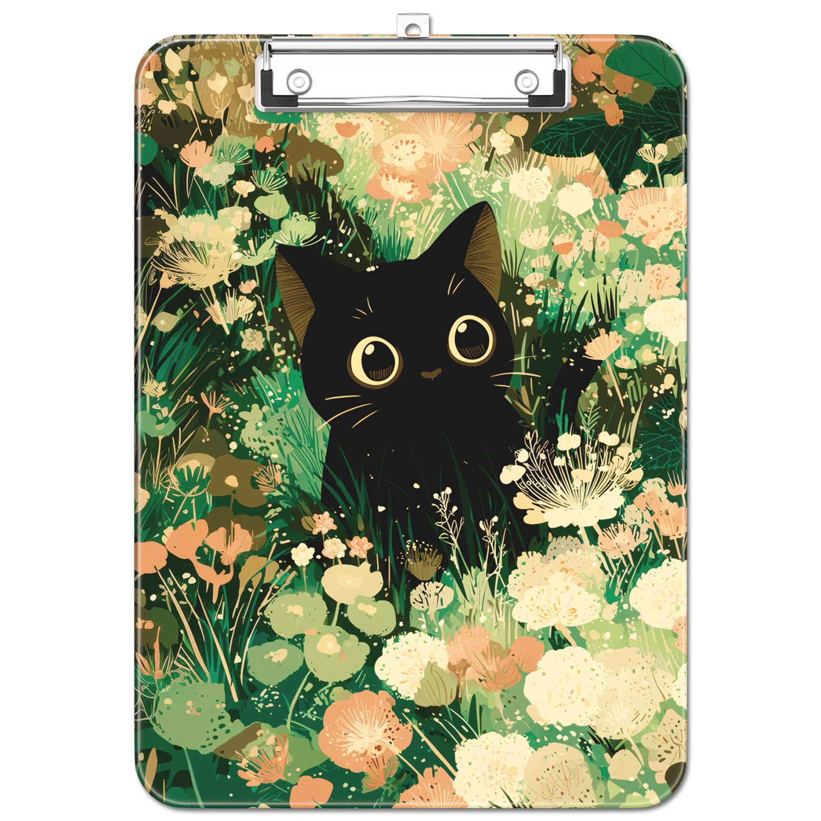 Luminzo Plastic Cute Clipboard, Low-Profile Metal Clip, A4 Letter Size 9 x 12.5 in, 8.5 x 11 Paper Clip Board for Teachers, Nurses, Classroom, Cute Cat
