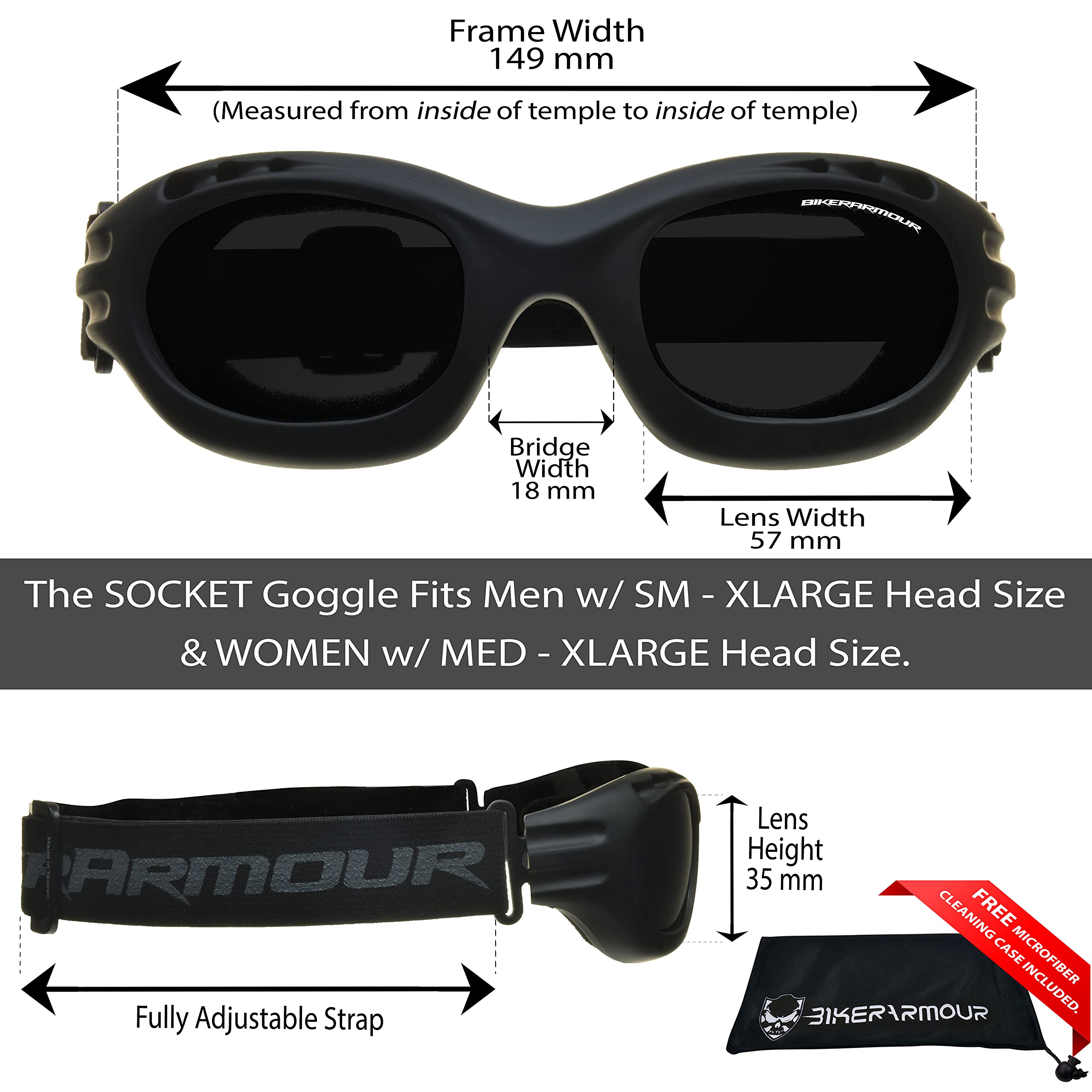 Bikershades Occhiali di sicurezza per moto da uomo e donna lenti polarizzate, fumo blu specchio o arancione, lenti gialle trasparenti