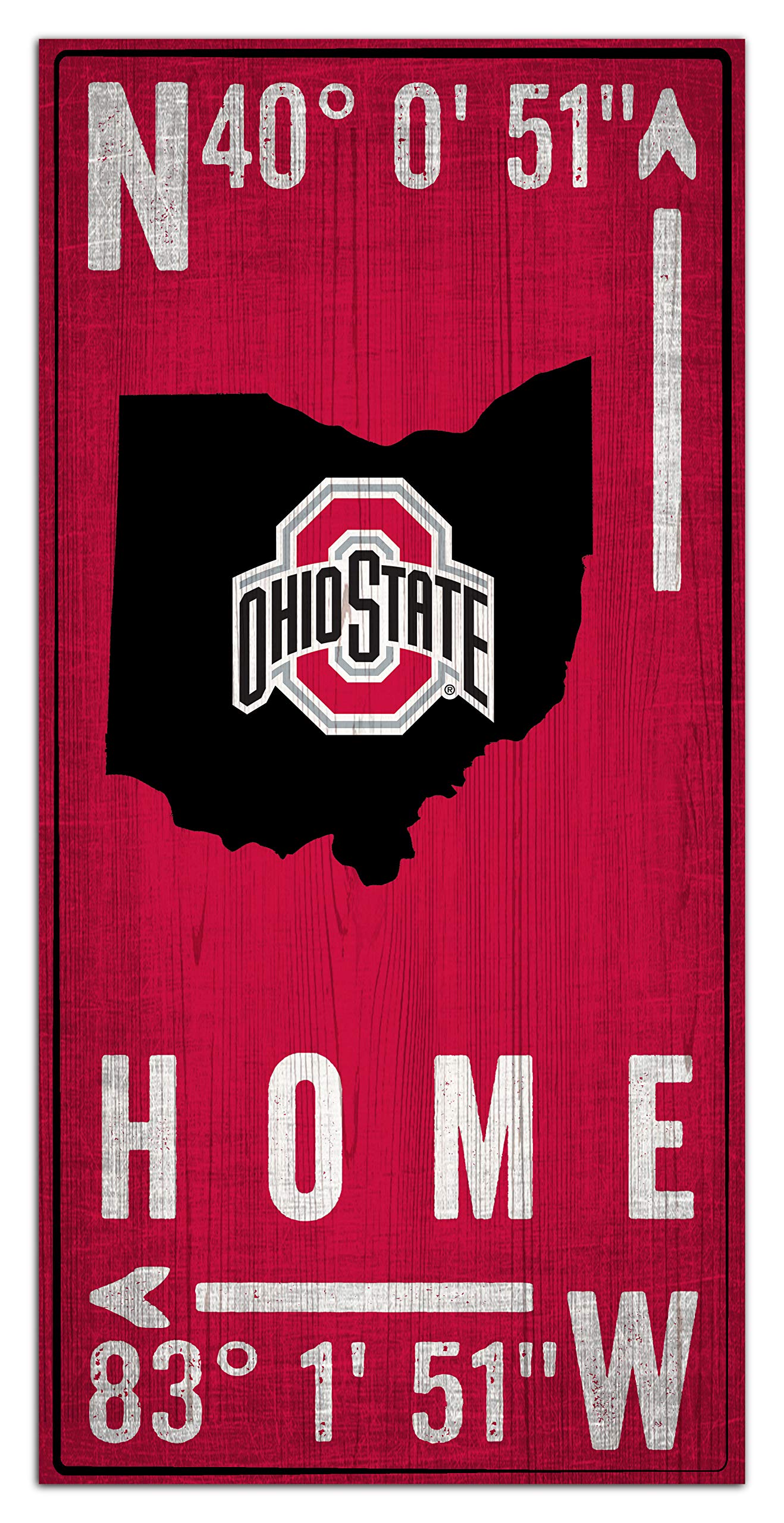 NCAA Ohio State Buckeyes Unisex Ohio State University Coordinate sign, Team Color, 6 x 12