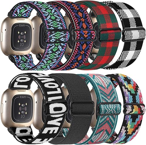 Miniatura 8 de Paquete de 8 bandas elásticas compatibles con Fitbit Versa 3 y Fitbit Versa 4, Fitbit Sense y Fitbit Sense 2, pulsera deportiva ajustable de nailon