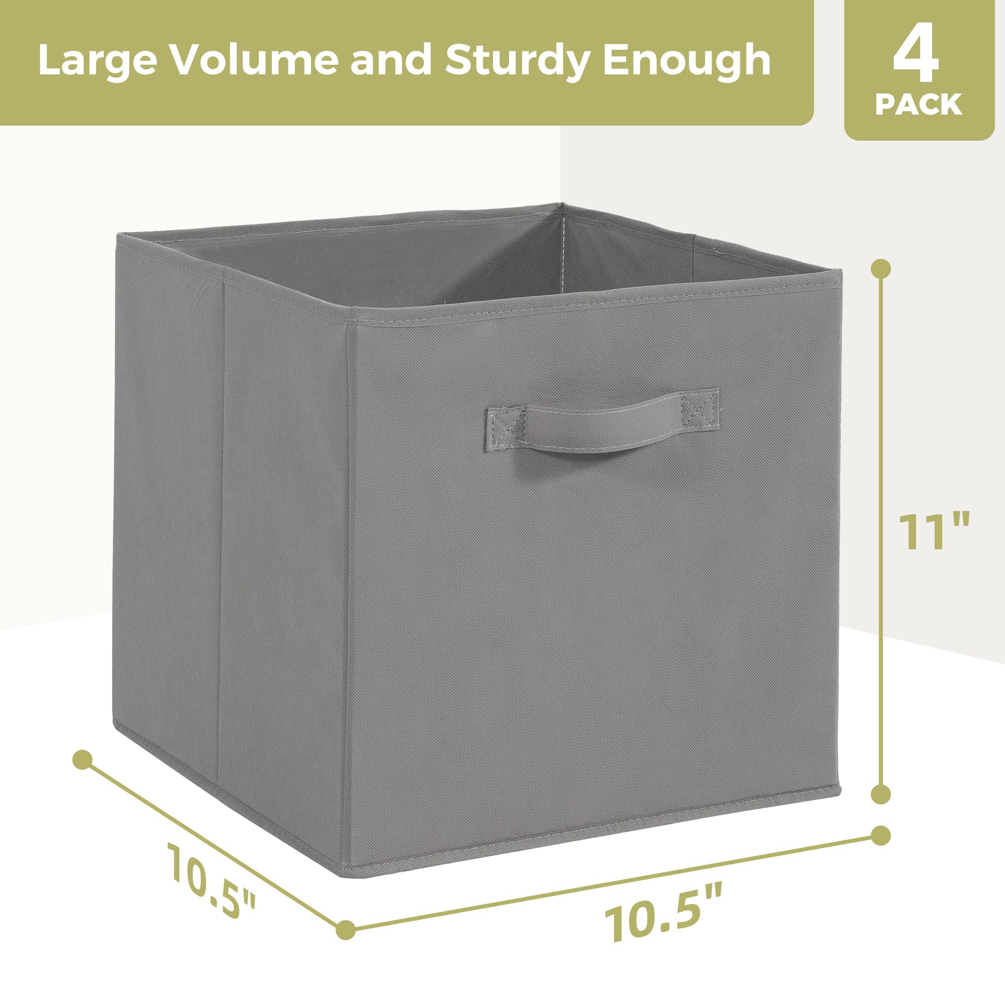 STORAGEIDEAS Storage Cubes, 11 Inch Cube Storage Bins, Set of 4, Fabric Foldable Storage Bins With Handles - Image 2