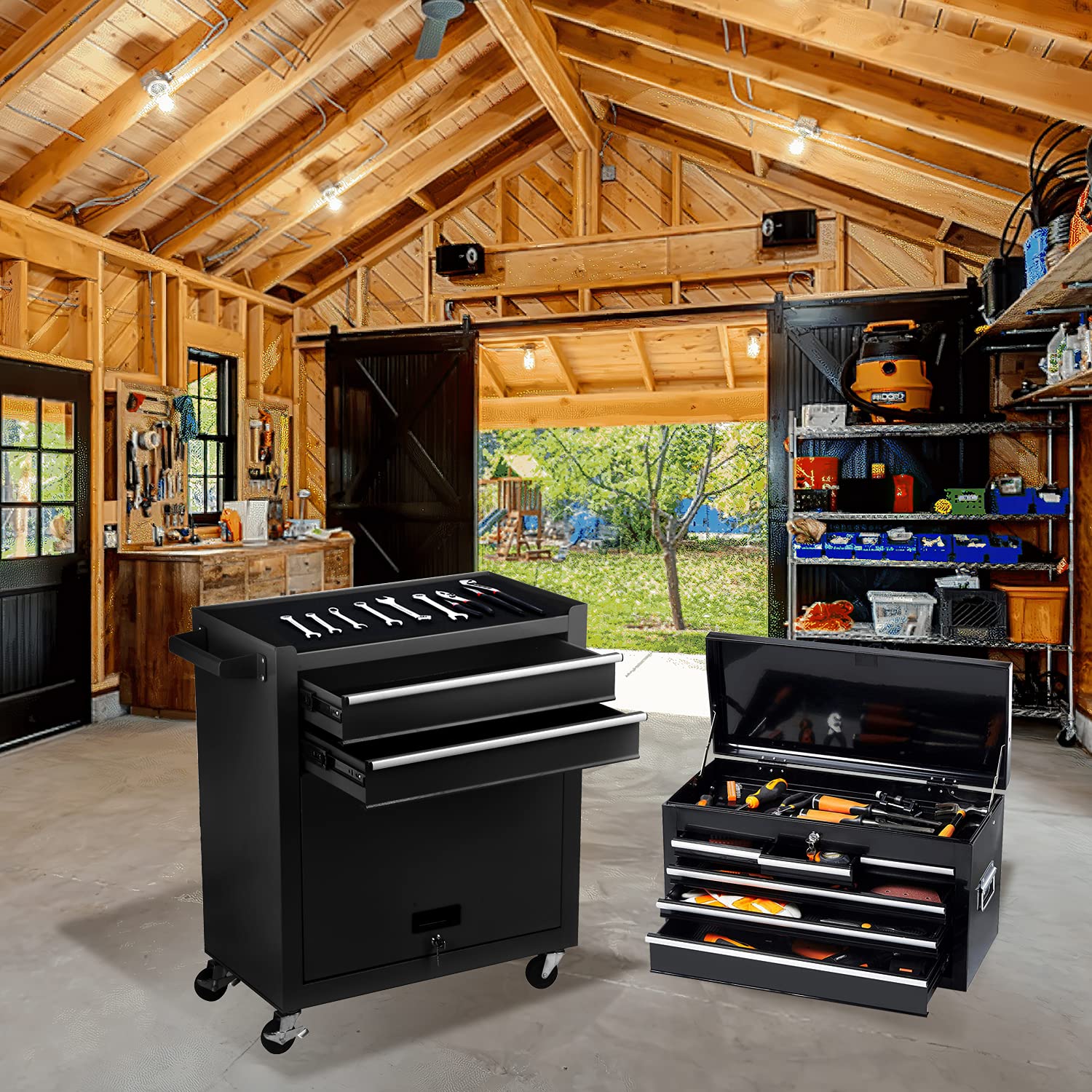 8Drawer Rolling Tool Chest, High Capacity Tool box with Locks