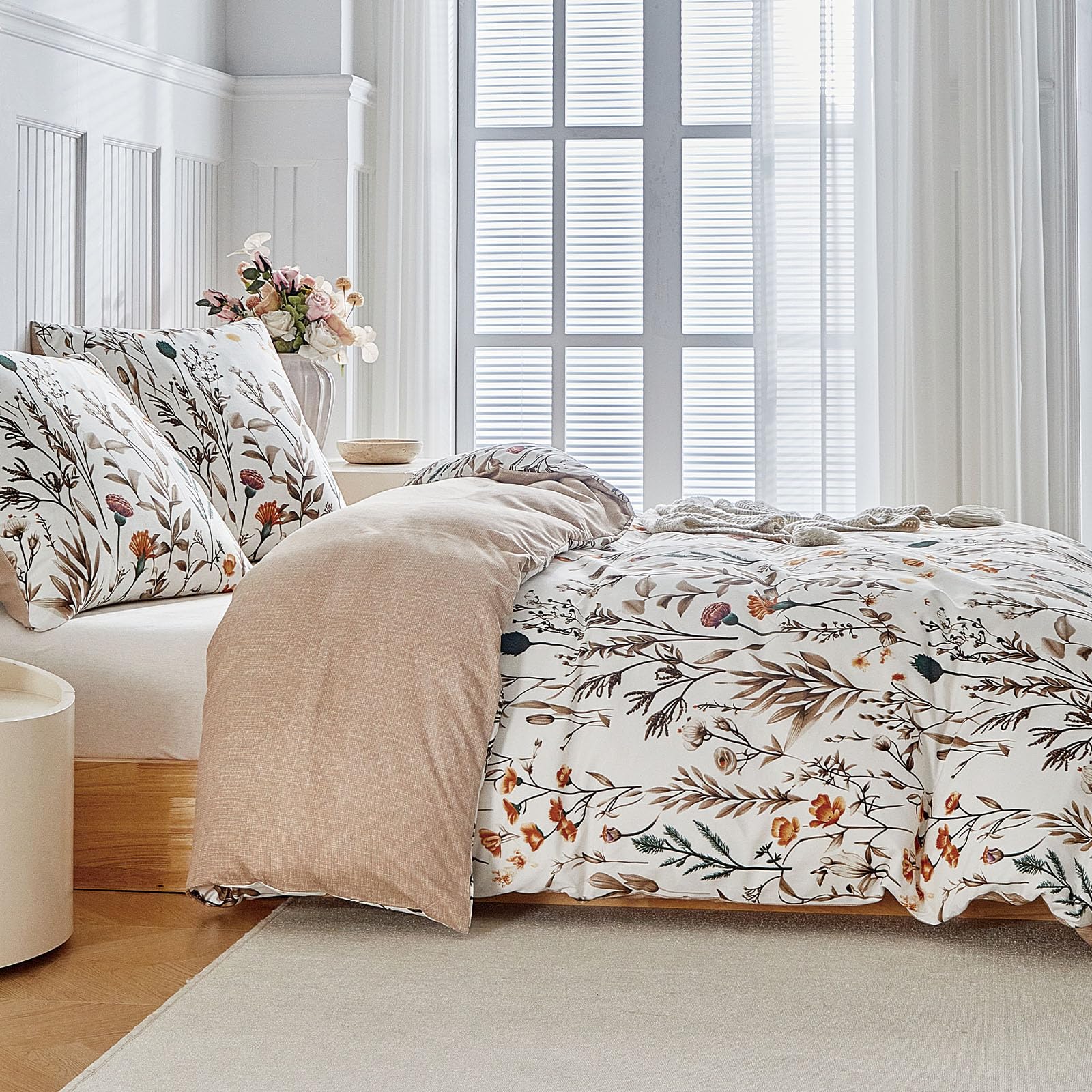 TTCM Funda Nordica Cama 180, Funda Nordica 240 x 260 cm, Incluye 1 Fibra Ultrafina con Estampado Floral Funda Nórdica 240x260 cm + 2 Funda Almohada 65x65 cm, con Cremallera