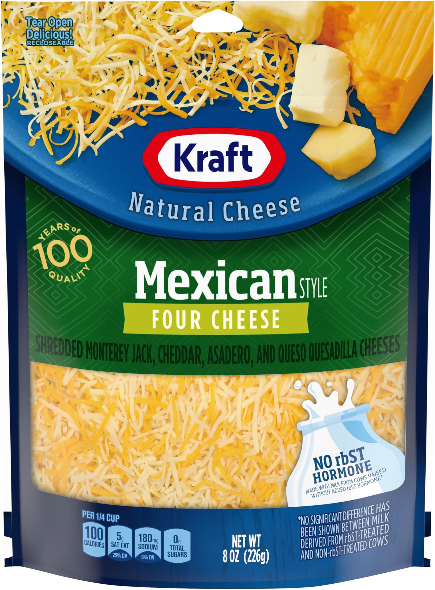 Kraft Natural Shredded Mexican Style Four Cheese (8 oz Bag)