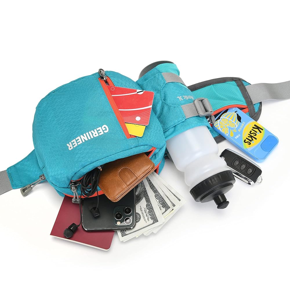 Marsupio Sportivo Impermeabile Con Portaborraccia - Uomo Donna, Per Corsa, Ciclismo, Escursionismo - Foto 2