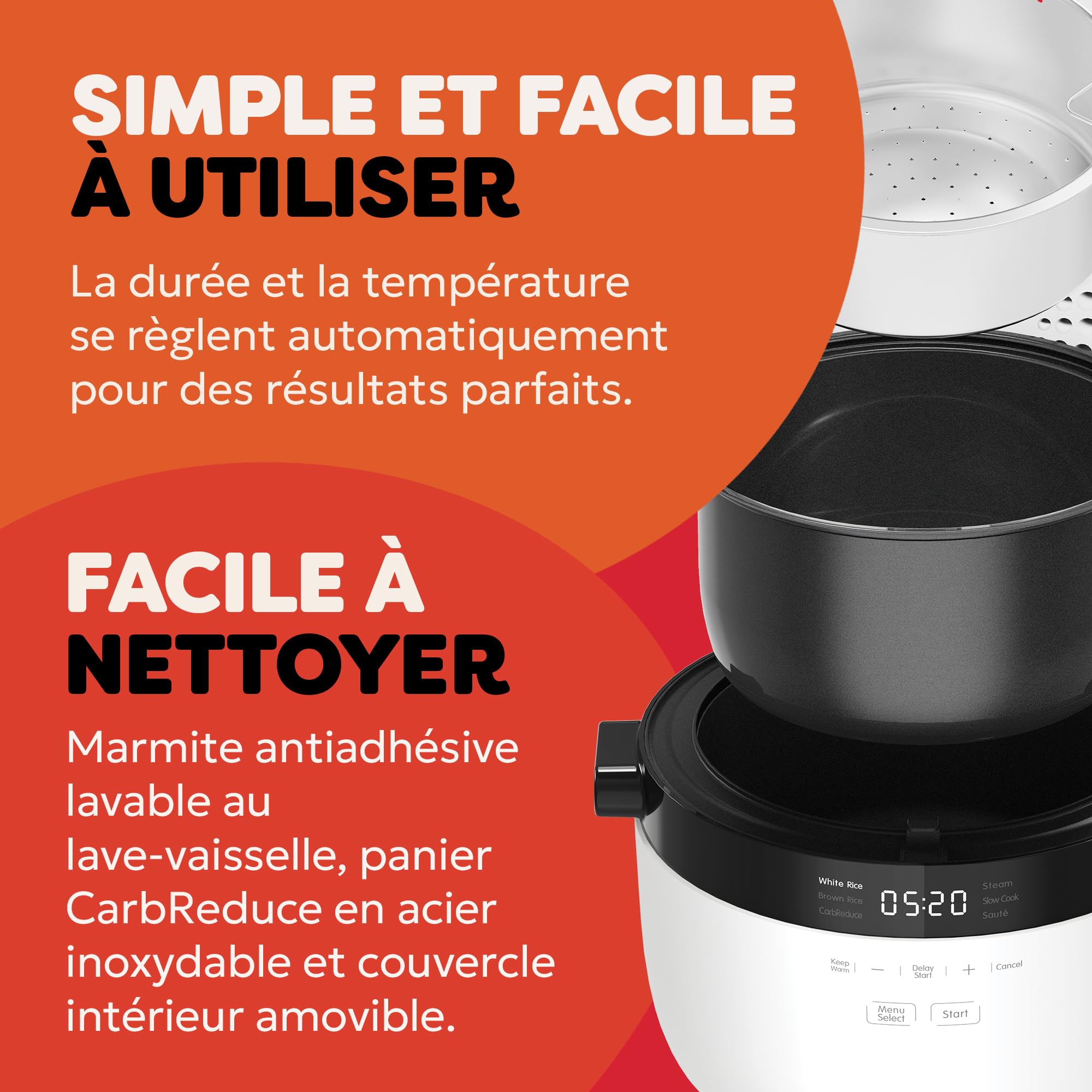 Instant Pot - Cuiseur de riz multi-grains à vapeur, 2,8 L (12 tasses), avec marmite anti-adhésive lavable au lave-vaisselle, panier vapeur en acier inoxydable, tasse à mesurer, cuillère à riz