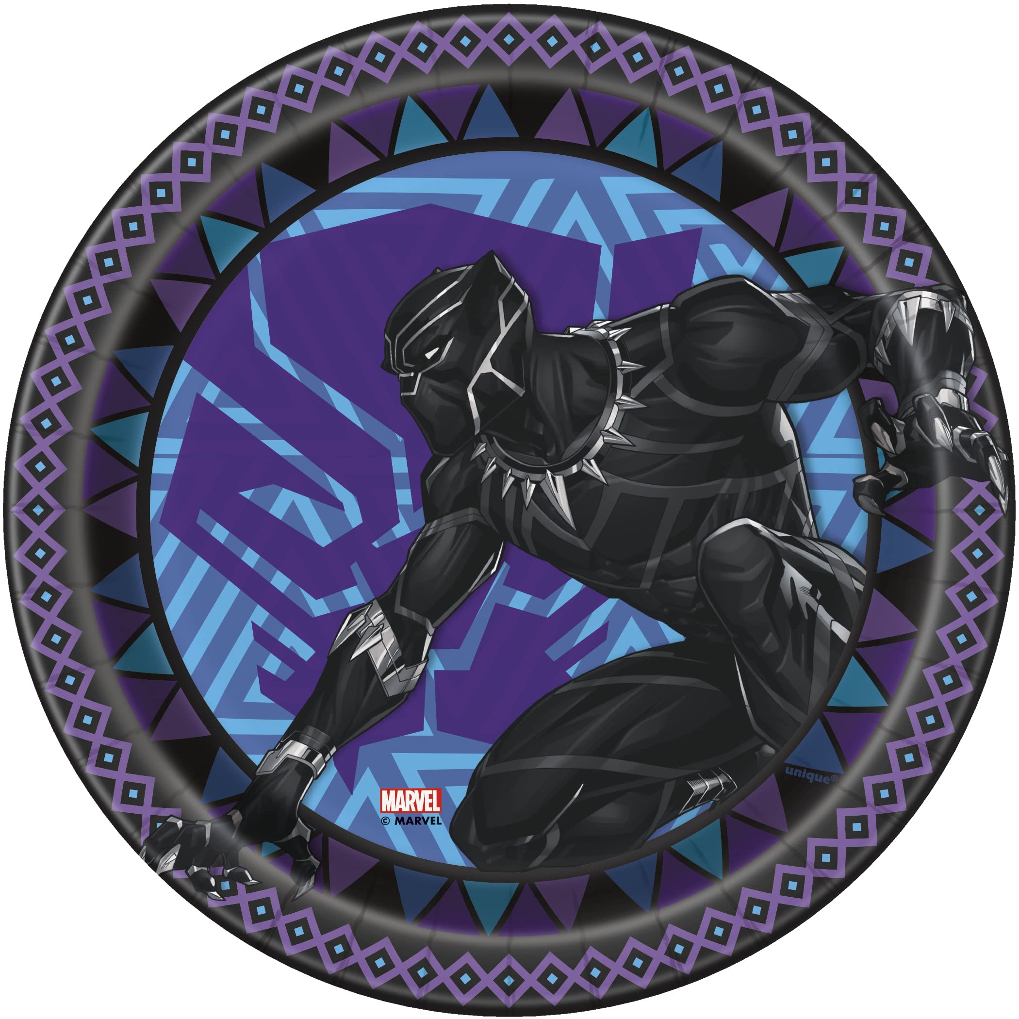 Unique Black Panther Round Paper Dessert Plates - 7" (Pack of 8) - Dynamic Character Design, Ideal for Superhero Parties and Themed Celebrations