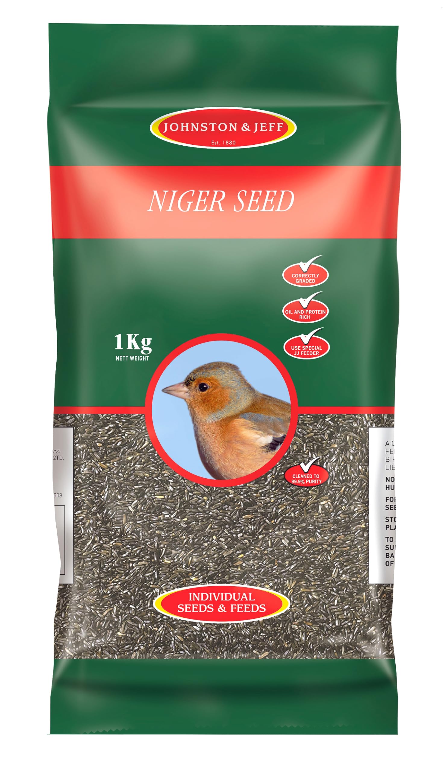 Johnston & Jeff Clear 1Kg Niger Seed Premium Wild Bird Food Wildlife