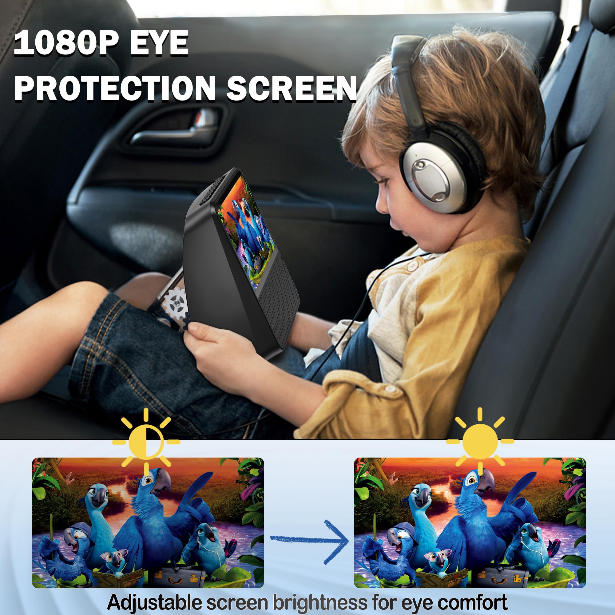 Tragbarer DVD-Player mit 7-Zoll-Bildschirm，4000mAh Akku (Laufzeit über 6 Stunden) – Bluetooth/USB/AV, Verstellbare Helligkeit, Region Free DVD Player Portable – Ideal für Fernseher, Reisen & Auto