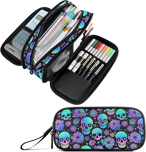 Miniatura 12 de Fustylead Estuche para lápices de gran capacidad, organizador de maquillaje multiusos para oficina, universidad, escuela, senderismo, viajes Blanco