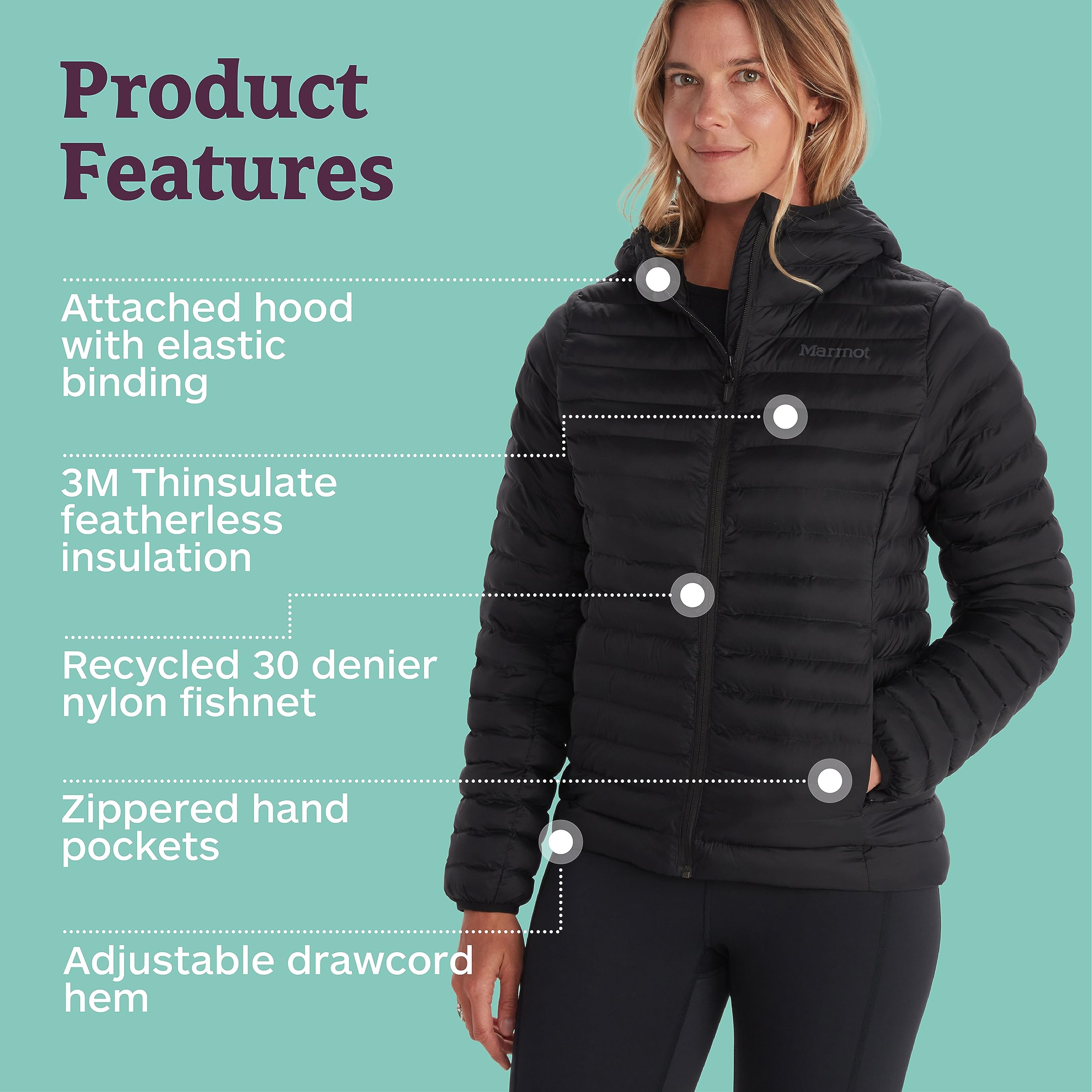 Marmot Felpa con Cappuccio Echo Featherless Cappotto Donna