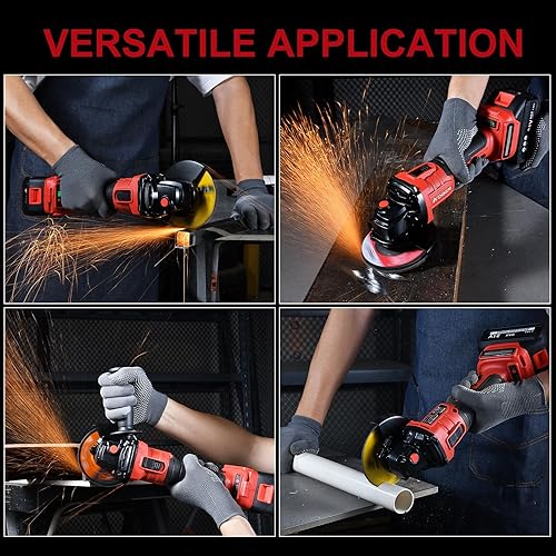 Miniatura 6 de AOBEN Amoladora angular inalámbrica de 4-12 pulgadas, herramienta de amoladora de batería de 21 V, amoladoras eléctricas eléctricas, motor sin