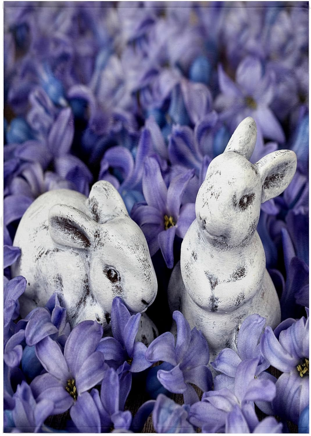 3dRose Little Easter Bunnies Among Blue Spring Flowers 22x30 Bath Hand Pool Towel