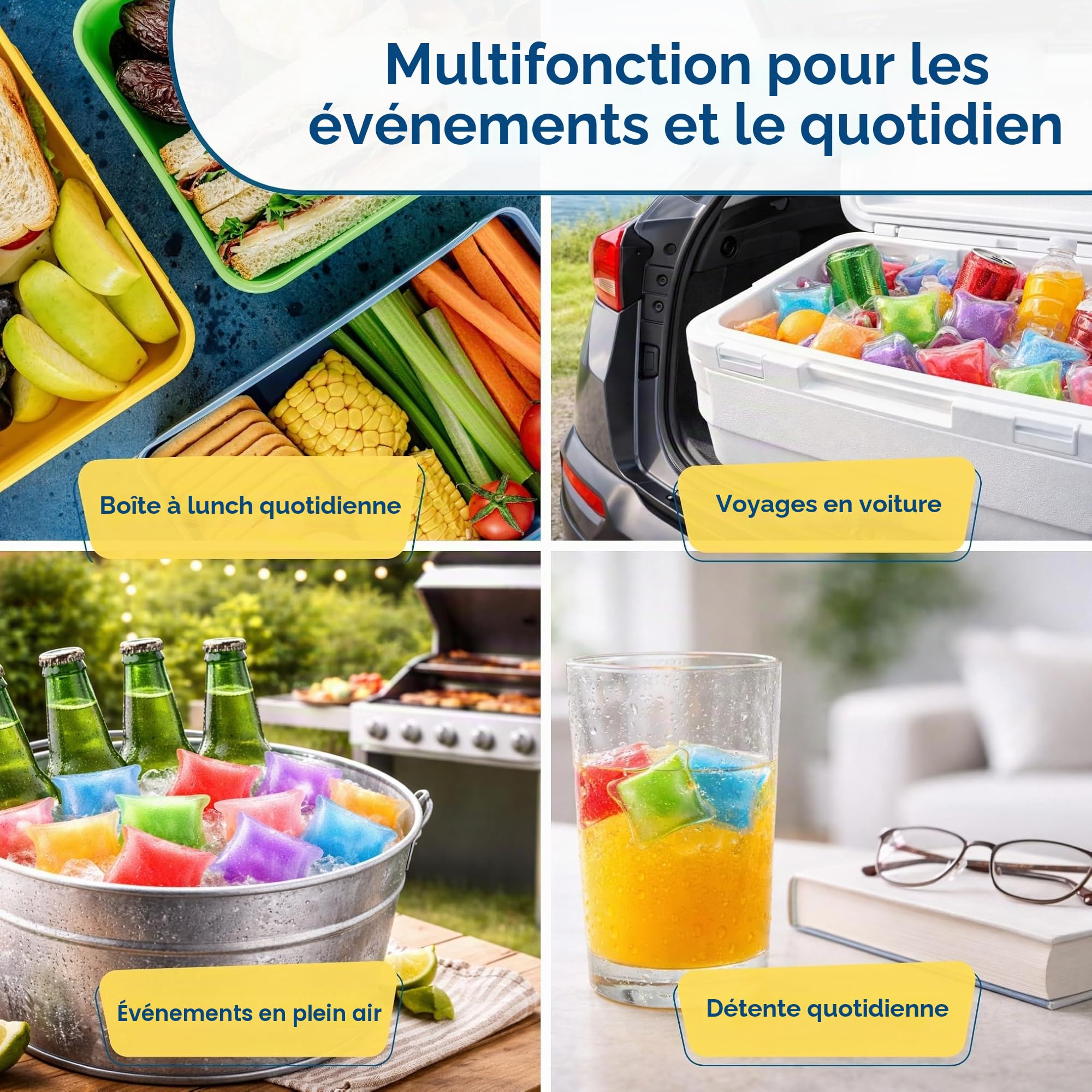 ICY-COOLS Glaçons Réutilisables pour Boissons, Glacières et Boîtes à Déjeuner – 135 pièces au total (3 lots de 45), Alternative propre et non fondante aux bacs à glaçons pour congélateur