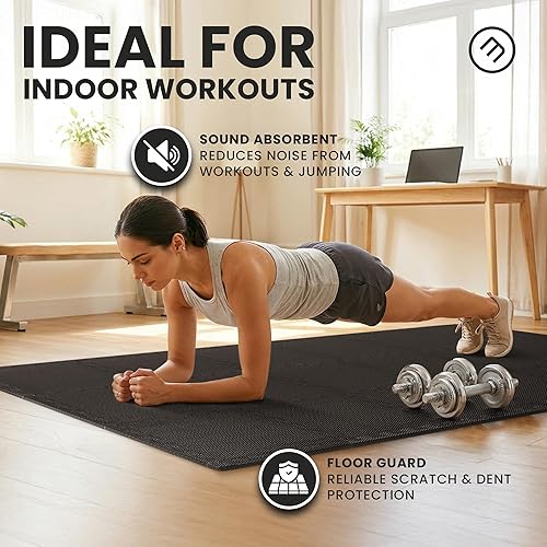 Miniatura 9 de bemaxx Juego de alfombrillas de gimnasio, 18 piezas de baldosas de espuma EVA entrelazadas (12.6 x 12.6 x 0.4 pulgadas), 18 pies cuadrados