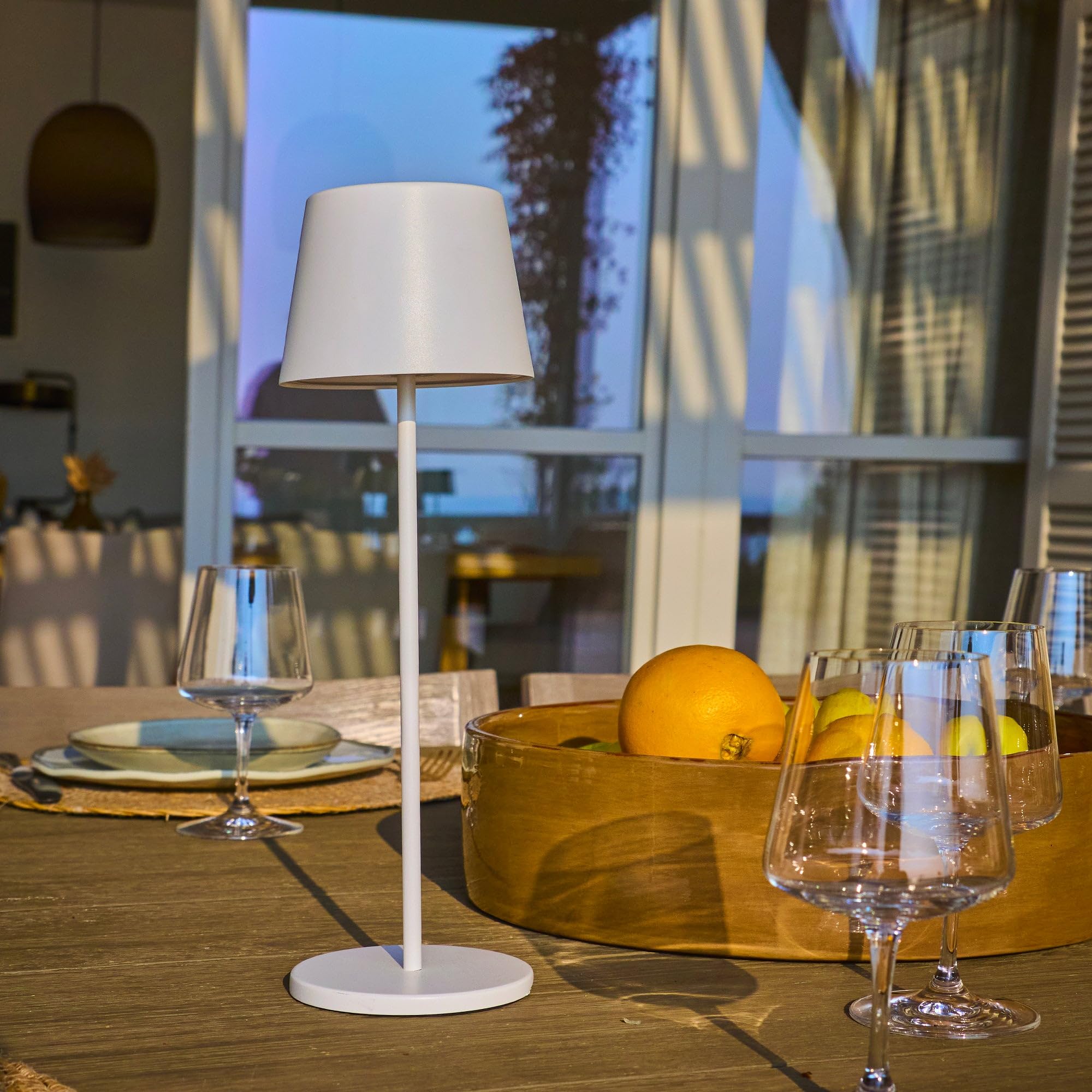 Lumisky Bezprzewodowa ściemniana lampa stołowa LED dotykowa H39 cm Kelly White