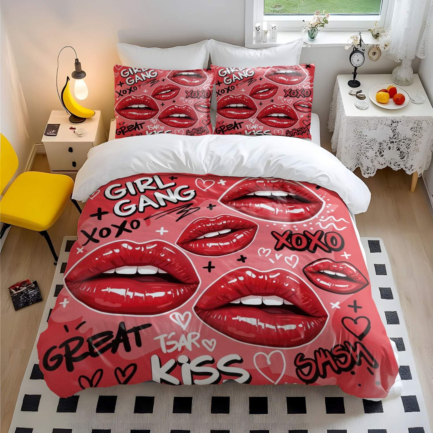 Parure de lit lèvres rouges Passionate : créez un cocon romantique et tendance chez vous