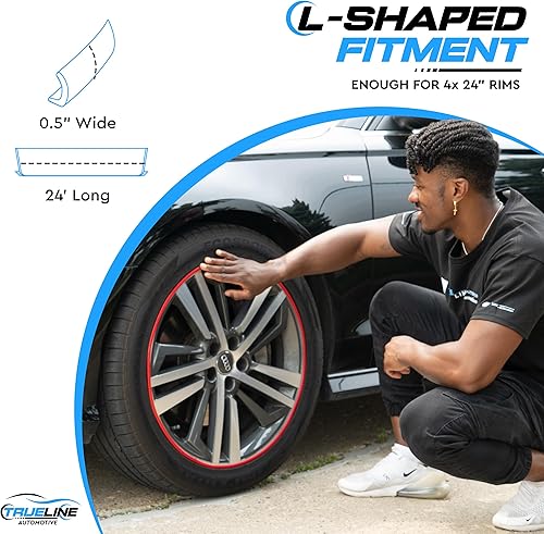 Miniatura 5 de TRUE LINE Automotive Protector de Llanta de Rueda (Rojo)  Protección Ultimate de Calidad Premium para Llantas de 4 Pulgadas  Moldura Original en