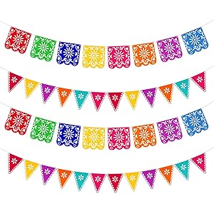 4 piezas Banners del Día de los Muertos, colorida Fiesta Mexicana Fiesta Dia De Los Muertos Garland Decoration, Fiesta del Cinco de Mayo Cumpleaños de niños decoración interior al aire libre