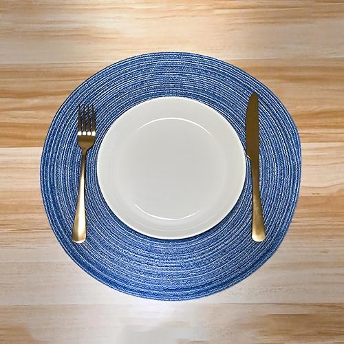 Miniatura 4 de Manteles individuales redondos trenzados de poliéster y algodón de 15 pulgadas, manteles redondos para mesa de cocina, comedor, manteles