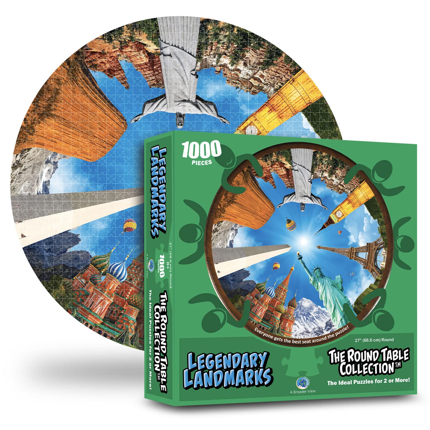 Round Table Puzzles – The Ideal Jigsaw Puzzles for Groups of 2 or More (500 & 1000–Piece Designs) – Legendary Landmarks (1000 Pieces)