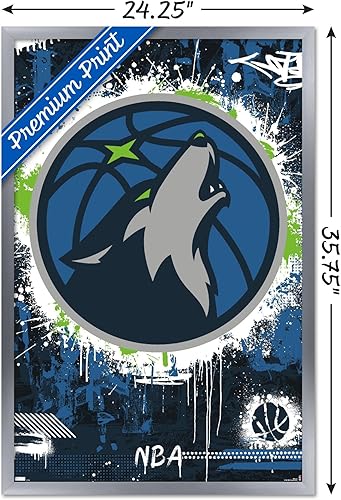 Vista 19 de Trends International NBA Minnesota Timberwolves - Póster de pared con logotipo Maximalist 23, 22.37 x 34.00 pulgadas, paquete de póster y clip