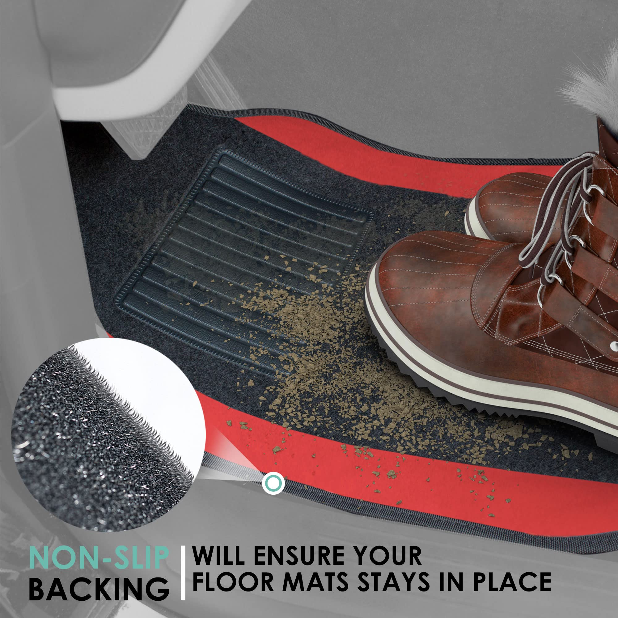 FH Group Car Floor Mats - Carpet Floor Mats for Cars, Universal Fit Automotive Floor Mats, All Purpose Car Floor Mats, Carpet Protector Mat for Most Sedan, SUV, Truck Floor Mats Red