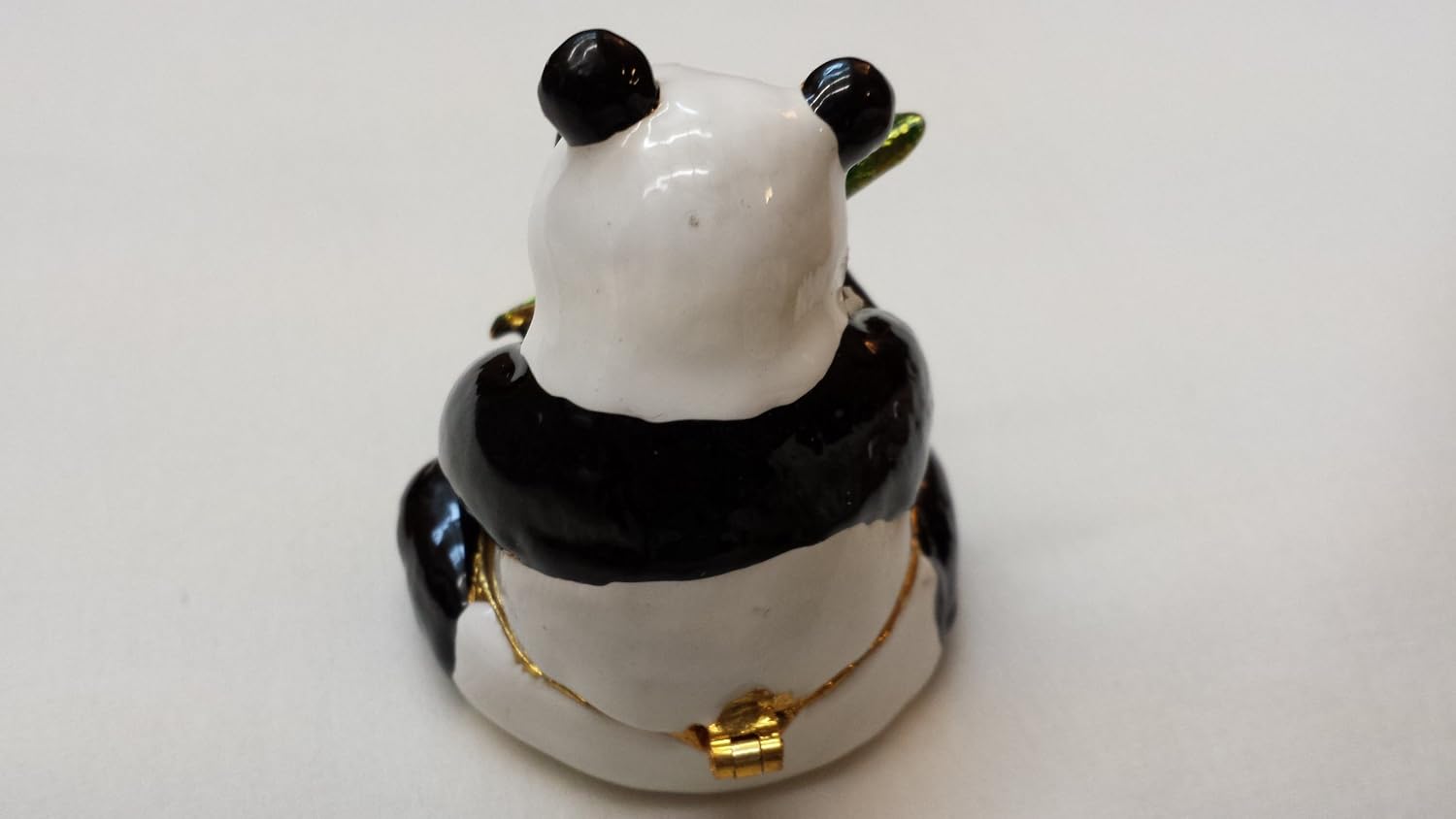 Gorgeous Panda with Bamboo Jewelled Trinket Box Jewelry Box with Inlaid Crystal, Pill Box Figurine image 4