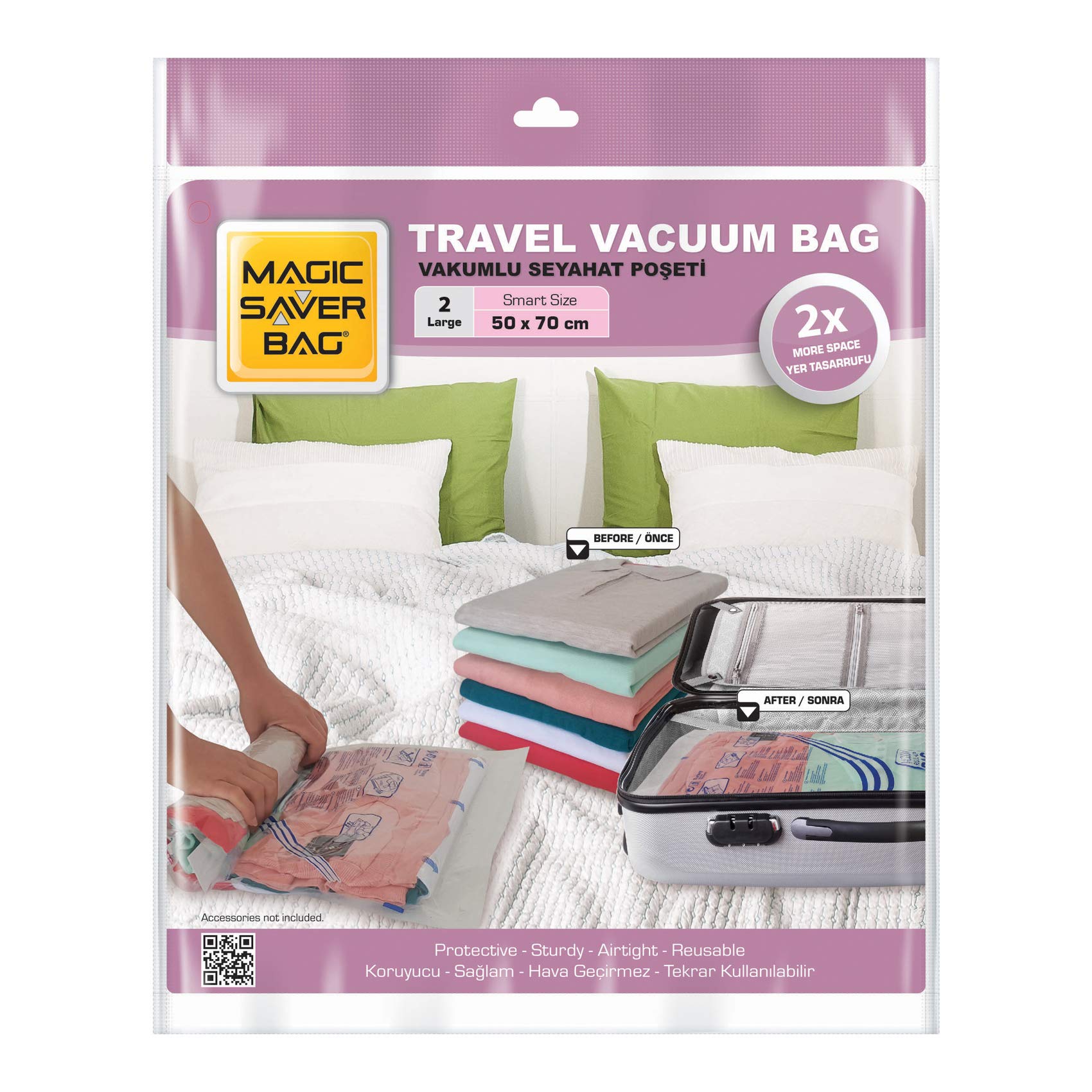 Magic Saver Vacuum Roll-Up Bag 2-Pieces Set, Large