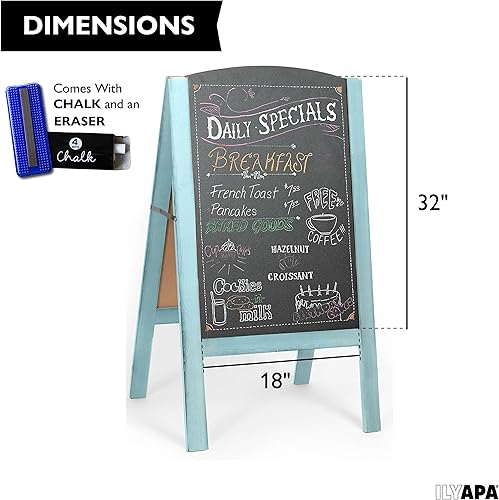 Miniatura 2 de Ilyapa Letrero de pizarra con marco en A, menú plegable con parte superior redondeada para restaurante, negocios o bodas, oficina, bodas, espuma de