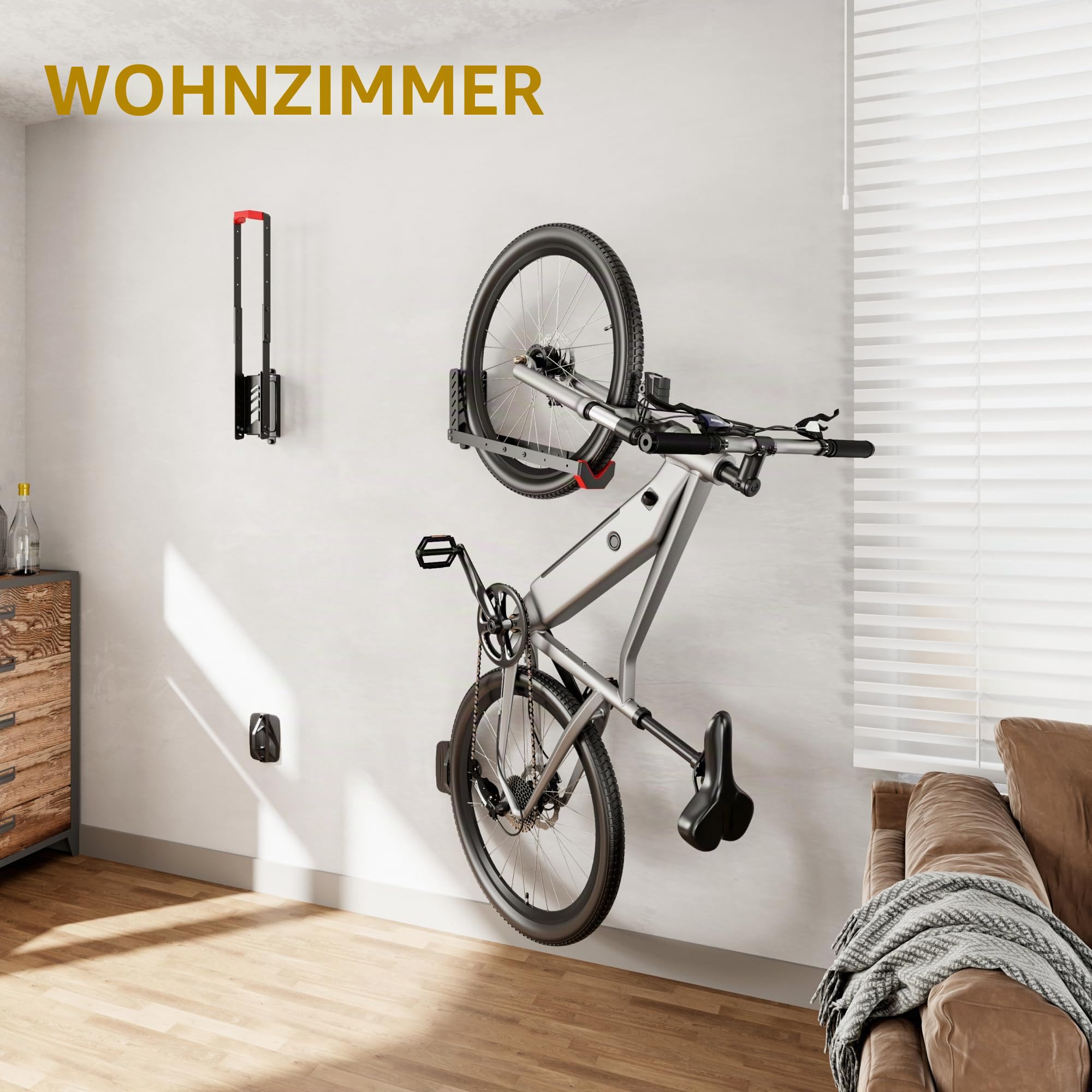 monTEK Schwenkbare Fahrrad-Wandhalterung, kein schweres Heben erforderlich, Fahrrad-Wandhalterung, Fahrradaufhänger für Garage, platzsparende Fahrradträger-Garage, einfach zu be- und entladen,