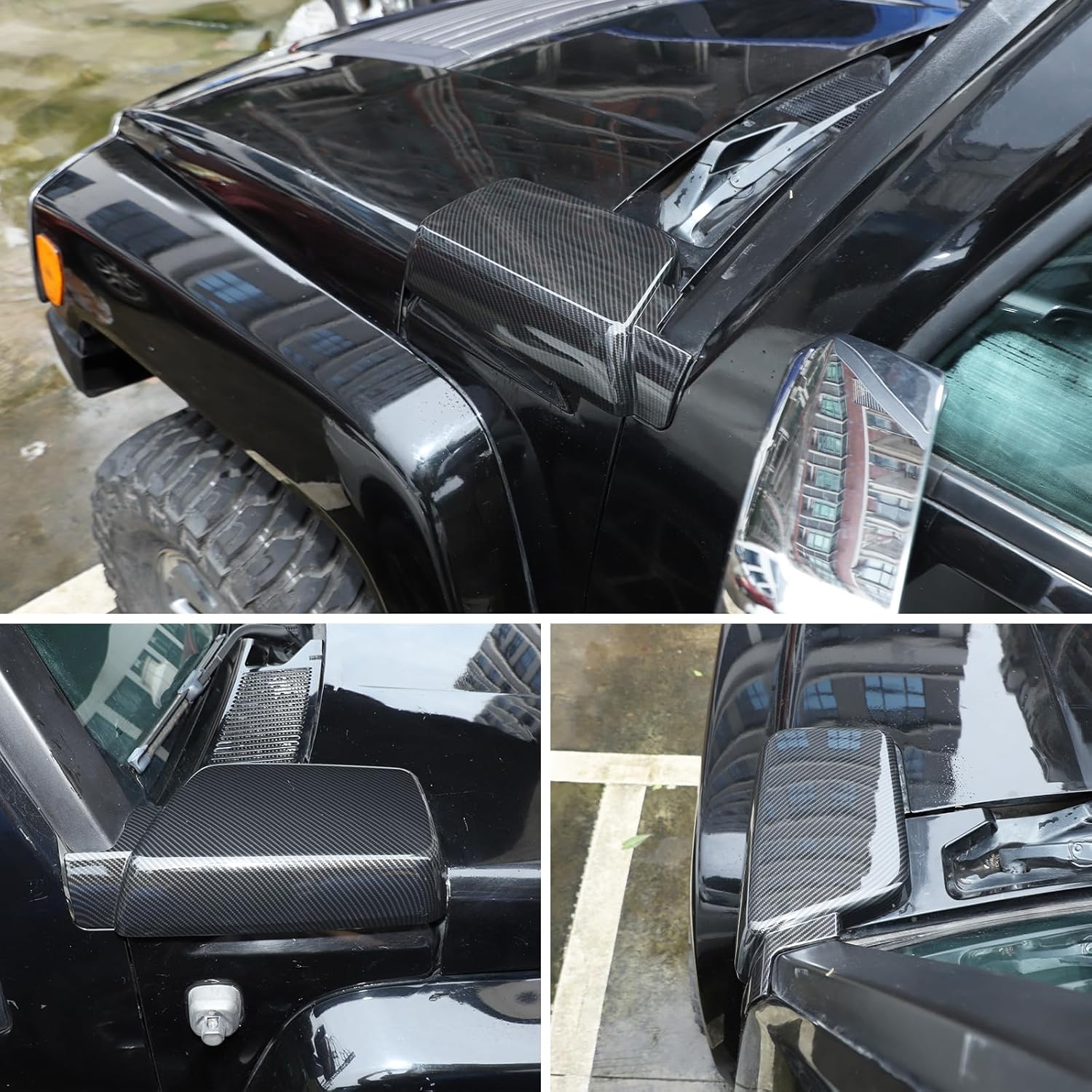 Hood Side Air Intake Vent Cover Compatible with Hummer H3 2005-2009, Front Hood Side Air Intake Decor, Hood Vents Cover Moulding Bezel, Engine Hood Cover, ABS1 (Carbon Fiber)
