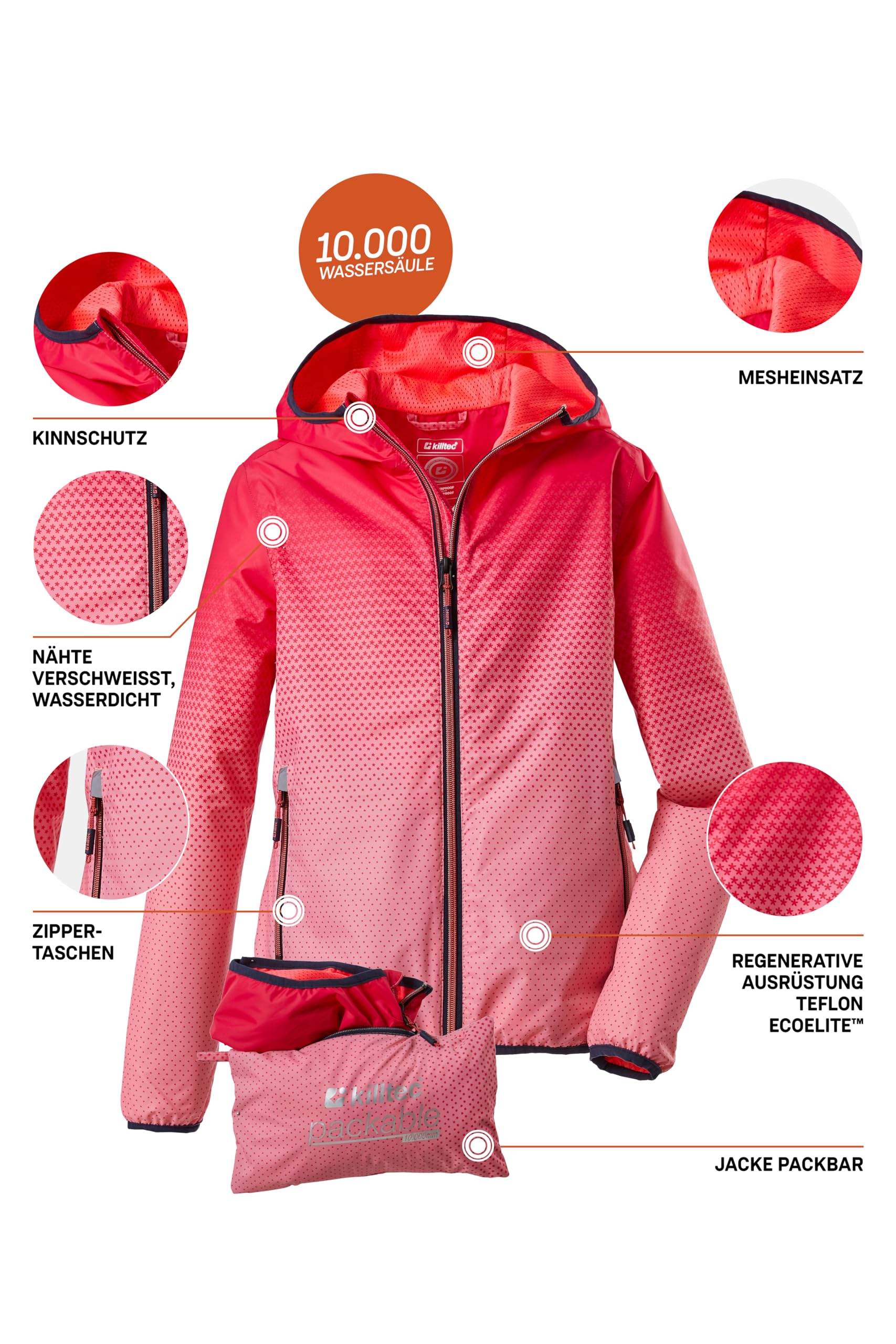 Killtec Lyse Grls Jckt A Funktionsjacke/Regenjacke mit Kapuze, packbar Bambine e ragazze