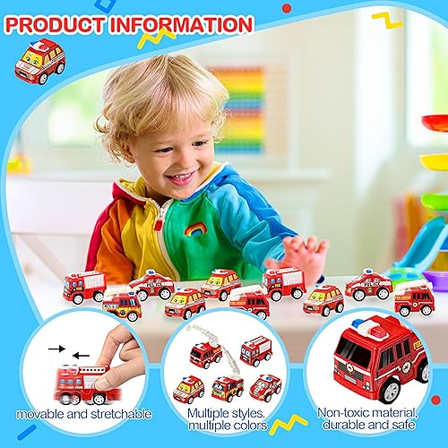 Miniatura 3 de Panitay 100 piezas de mini camión de bomberos de juguete a granel camión de bomberos de juguete camiones de juguete suministros de fiesta de