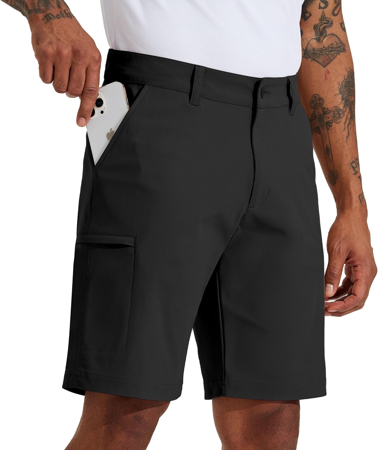 Willit Men's Golf Shorts 10" Stretch Quick Dry Hiking Cargo Shorts for Dress Casual Work with Pockets