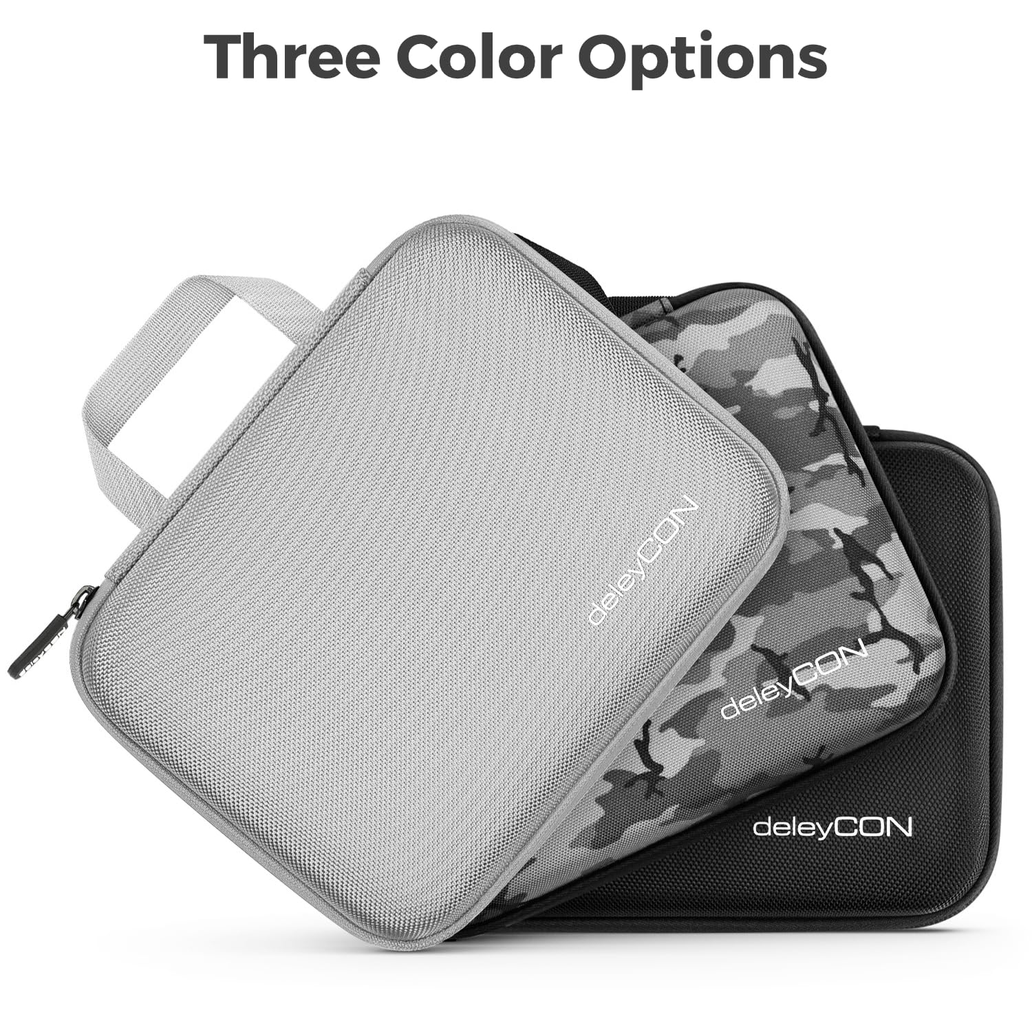 deleyCON Voyage Accessoires Organisateur Sac Feutre Grand - Boîtier Rigide avec Séparateurs - pour Électronique, Chargeur, Bloc Alimentation, Câble, Voiture, Accessoires Voyage, Tondeuse - Noir
